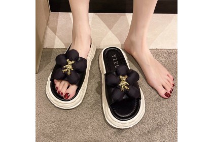 Smartchoice* Women Flip-flop Beach Flat Bowknot Bear Thick Bottom Sandals and Slippers【S42】