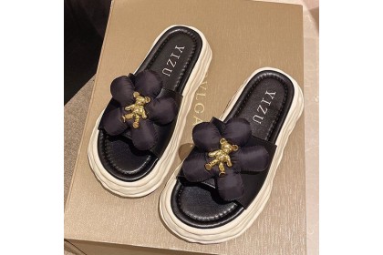 Smartchoice* Women Flip-flop Beach Flat Bowknot Bear Thick Bottom Sandals and Slippers【S42】