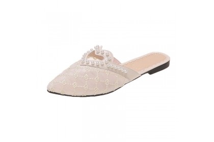Smartchoice* Women Mesh Pearl Half Drag Hot Style Muller Flat Sandals