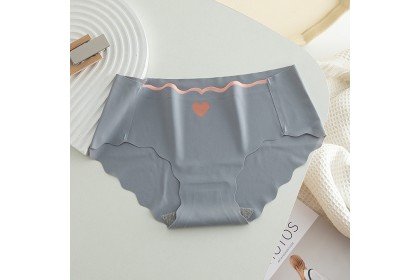 Smartchoice Women Girl Japanese New One-piece Ice Silk Seamless Mid-waist Thin Breathable Love Underwear