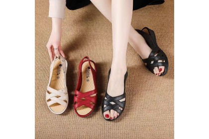 Smartchoice* Women's Retro Fish Mouth Open Toe Casual Comfortable Flat-soled Non-slip Wear-resistant Sandals