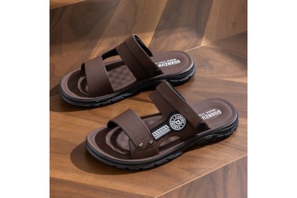 Smartchoice* (Size 40-46) Men's Thick Sole Leather Non-slip Summer Outdoor Casual Wear-resistant Dual-purpose Slippers