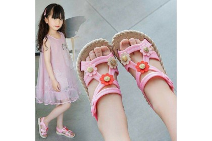 *SmartChoice*ReadyStock Kids Children's shoes girl kids summer Girl Sandals 2-8Yrs Kids Cute Flower Princess Sandals【S36】