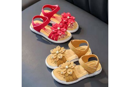 *SmartChoice*ReadyStock Kids Girls Sandals Shoes Fashion Sandals Princess Flowers Suede Soft Kids Girl Baby Fashion【S34】