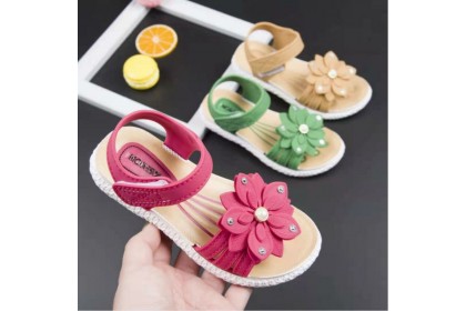 *SmartChoice*ReadyStock Kids Girls Sandals Shoes Fashion Sandals Princess Flowers Suede Soft Kids Girl Baby Fashion【S34】