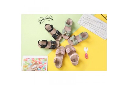 *SmartChoice*ReadyStock Kids Gril Sandals Shoes Bow Children Summer Fashion Princess Beach Shoes  Suede Shoes【S34】
