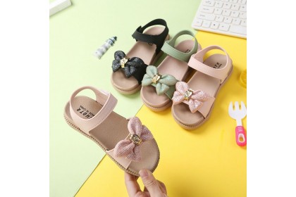 *SmartChoice*ReadyStock Kids Gril Sandals Shoes Bow Children Summer Fashion Princess Beach Shoes  Suede Shoes【S34】