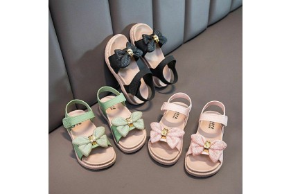 *SmartChoice*ReadyStock Kids Gril Sandals Shoes Bow Children Summer Fashion Princess Beach Shoes  Suede Shoes【S34】