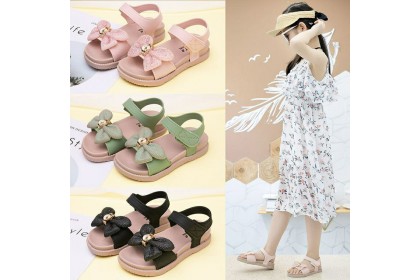 *SmartChoice*ReadyStock Kids Gril Sandals Shoes Bow Children Summer Fashion Princess Beach Shoes  Suede Shoes【S34】