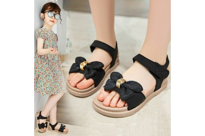 *SmartChoice*ReadyStock Kids Gril Sandals Shoes Bow Children Summer Fashion Princess Beach Shoes  Suede Shoes【S34】