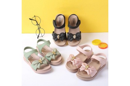 *SmartChoice*ReadyStock Kids Gril Sandals Shoes Bow Children Summer Fashion Princess Beach Shoes  Suede Shoes【S34】