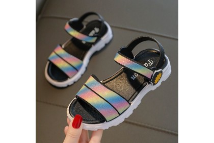 *SmartChoice*ReadyStock Girls Kids Summer Princess Shoes Sandal Casual Glowing  Kids New Pink Black Children Cute Shoes【S46】