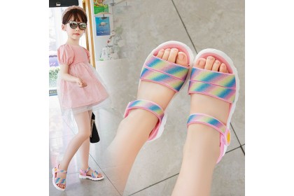 *SmartChoice*ReadyStock Girls Kids Summer Princess Shoes Sandal Casual Glowing  Kids New Pink Black Children Cute Shoes【S46】