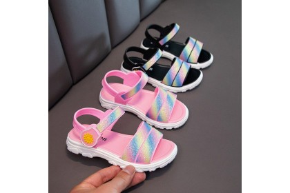 *SmartChoice*ReadyStock Girls Kids Summer Princess Shoes Sandal Casual Glowing  Kids New Pink Black Children Cute Shoes【S46】